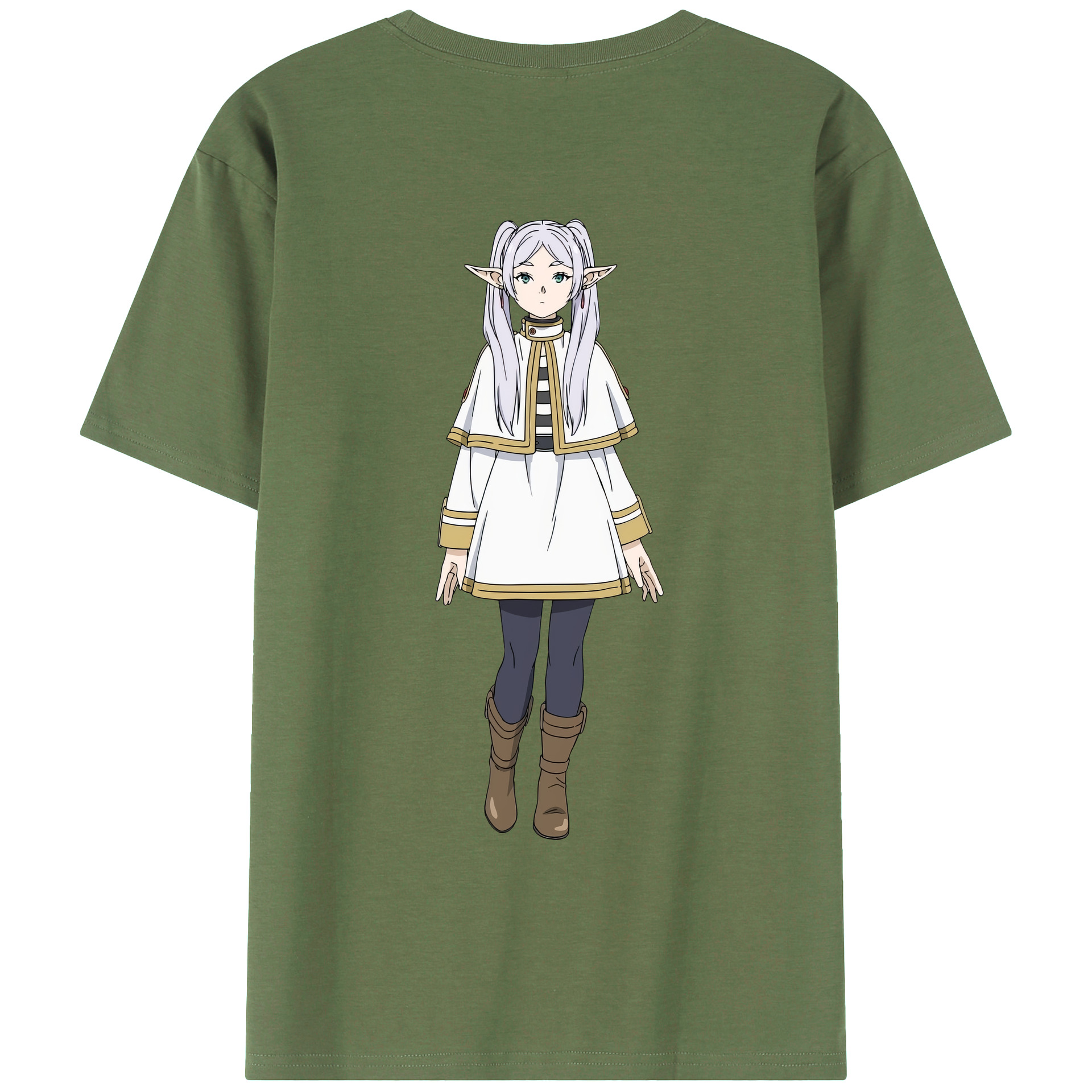 （画像用） 葬送のフリーレン Frieren 綿100％ メンズ半袖Tシャツ（バックプリント） 通気性